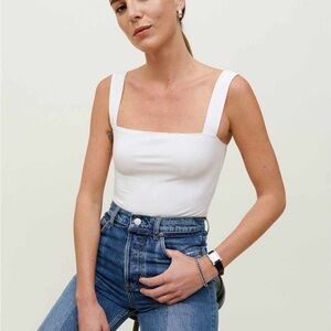 Reformation White Ribbed Women's Top